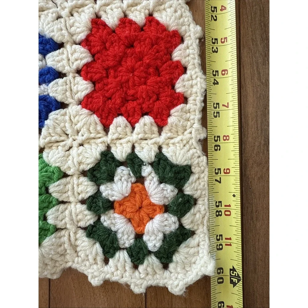 Vintage Handmade Crochet Granny Square Afghan Blanket 40